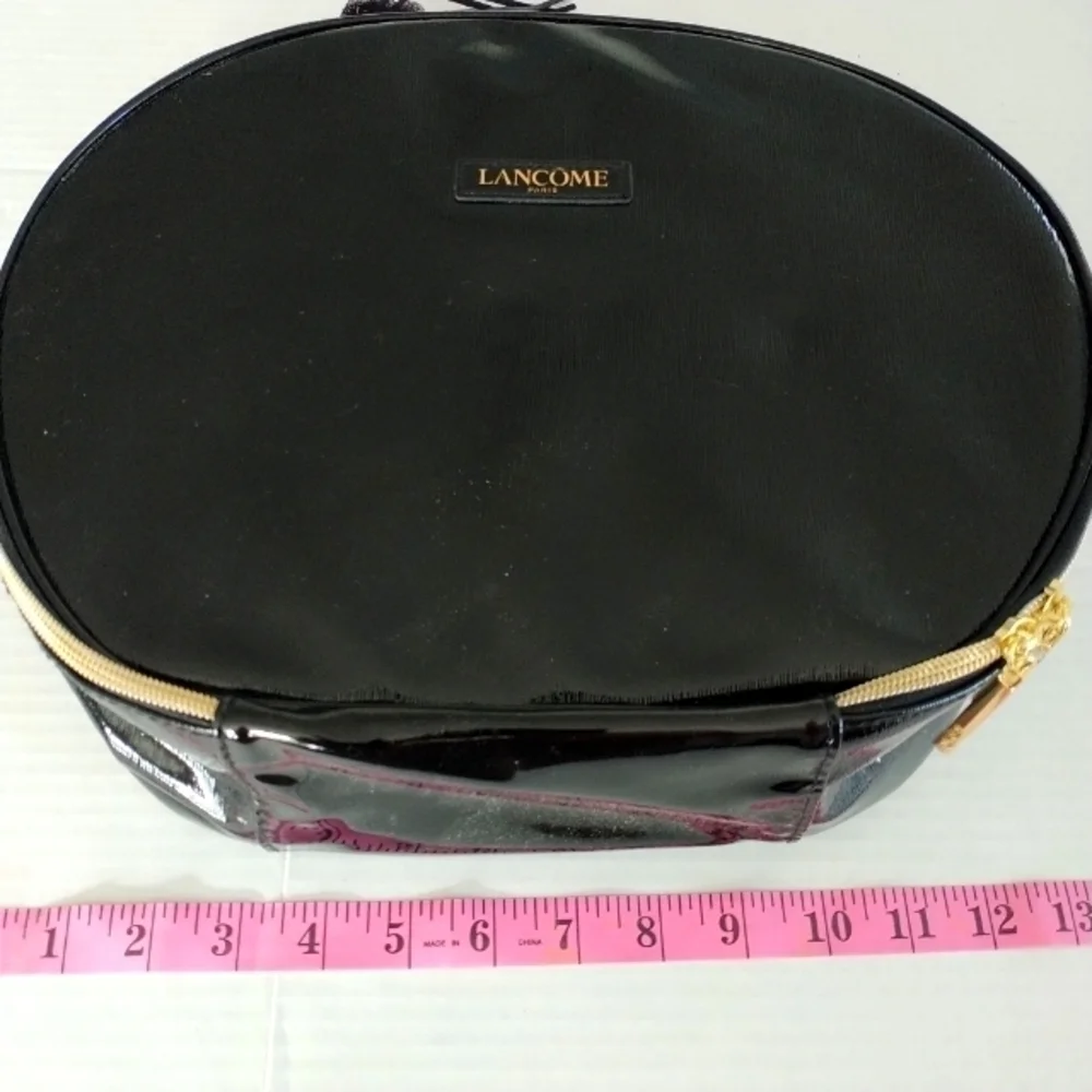 Lancome Faux Black Leather Train Make-up Travel Case